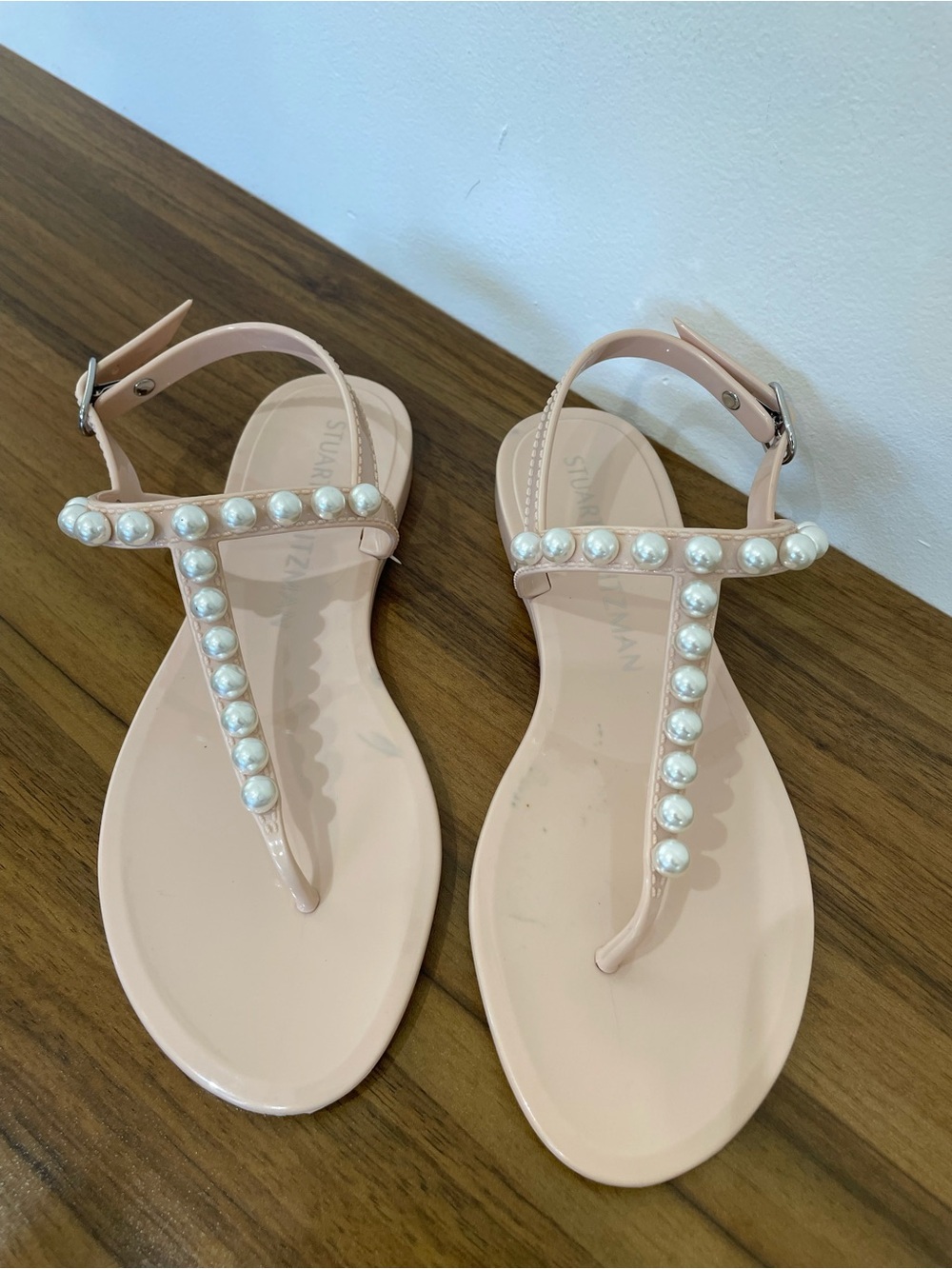 STUART WEITZMAN Goldie Pearl Jelly Sandals Size 7 Nude Blush - Picture 14 of 15